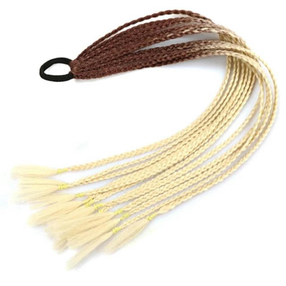 Synthetic Rainbow Braided Ponytail Hair Extension with Elastic Band for Girls 24 Inches B39