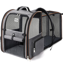 Expandable Cat Backpack Carrier for Travel with Foldable Design, Safety Lead and Mat, Grey