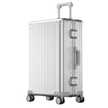 24 Inch Aluminum Carry On Luggage Spinner Suitcase with TSA Lock Zipperless Hardside Silver