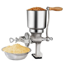 Manual Grain Grinder Hand Crank Flour Mill for Corn Wheat Rice Spices with Adjustable Coarseness Silver 2