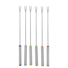 Set of 6 Stainless Steel Fondue Forks with HeatResistant Handles for Cheese Chocolate and Desserts