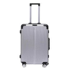 20 Inch Silver Carry On Luggage Aluminum Frame Hardshell Suitcase with Spinner Wheels and Lock