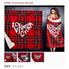 Victoria Secret Sherpa throw Tartan Design 50 x 60 inch
