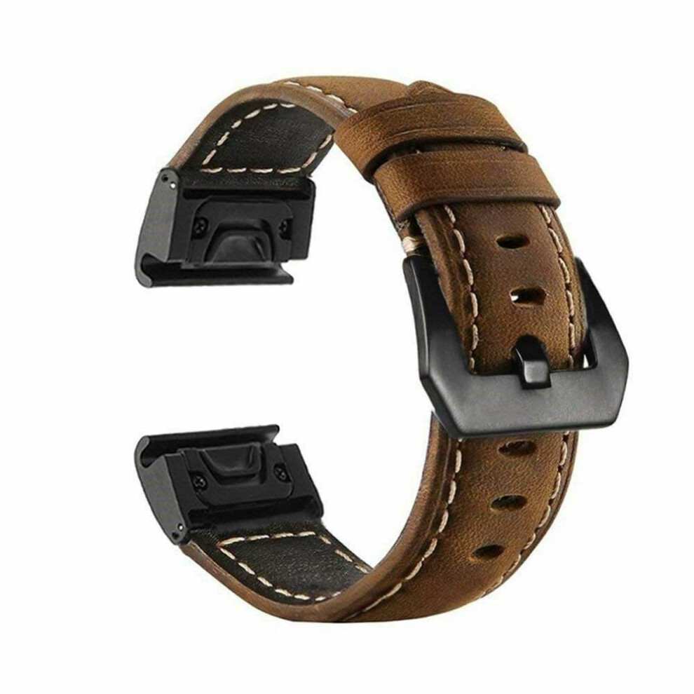 Auburn 20Mm Leather Quick Release Watch Strap Replacement Adjustable Fit For Garmin Fenix 7S 9365369607019