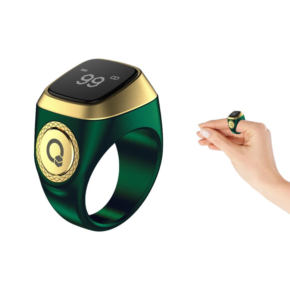 Smart Tasbih Ring With Oled Display, Bluetooth Digital Prayer Counter, 20Mm Rechargeable Green 9164114436382
