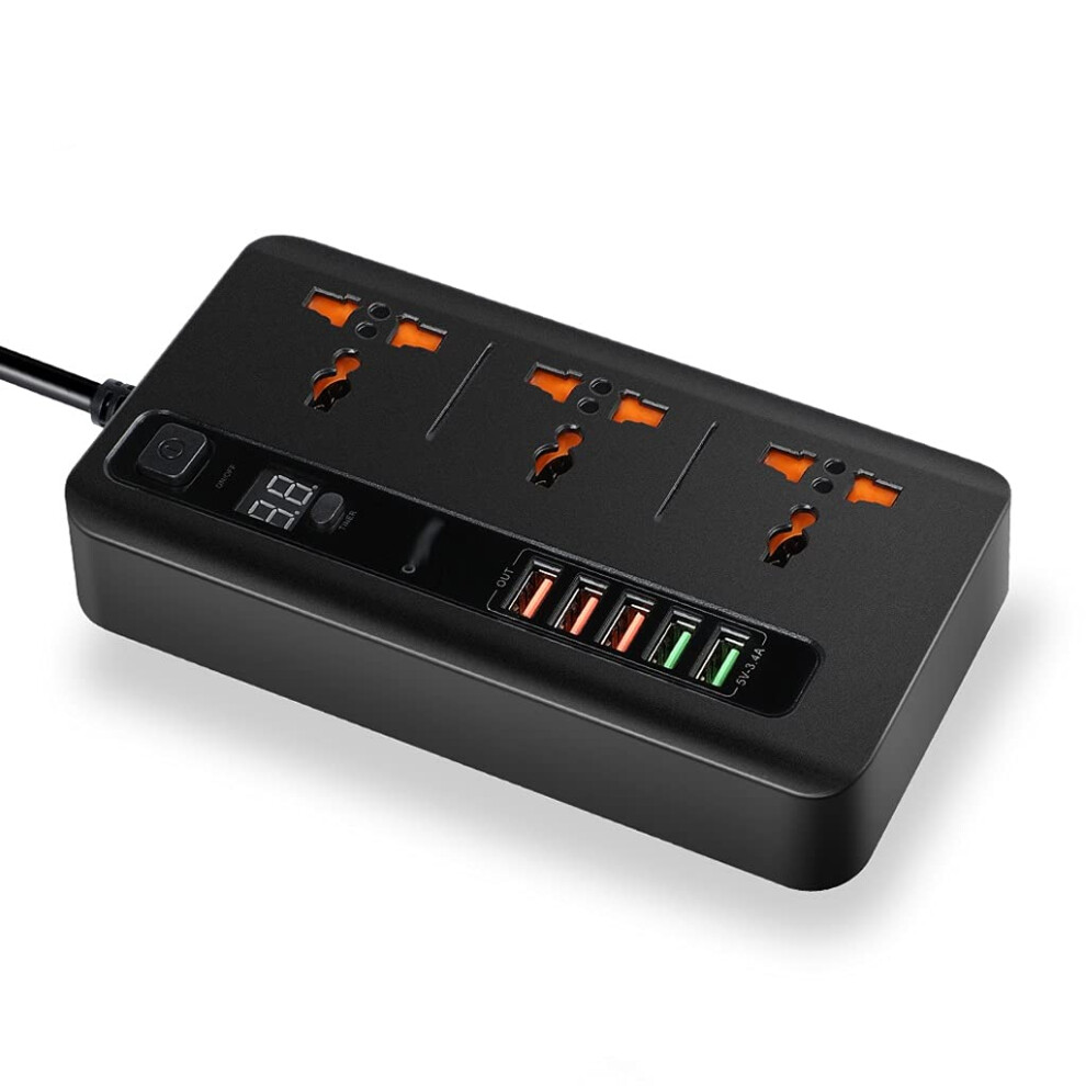 Power Strip With Usb Ports, Smart Timer, 5Port Fast Charging, 3 Ac Outlets, Eu Plug 9164114436580