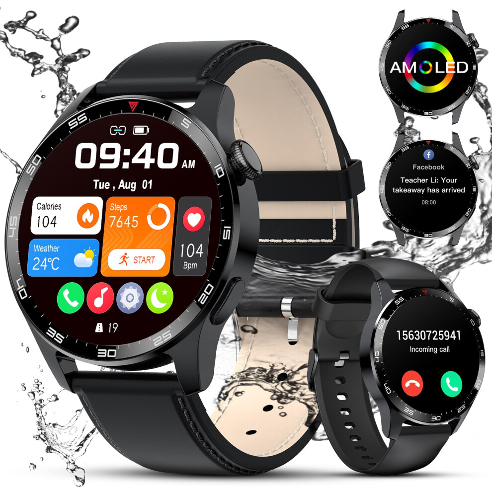 Smart Watch For Men With Bluetooth Calling, 1.43 Inch Amoled Fitness Tracker, Ip68 Waterproof 9365369608238