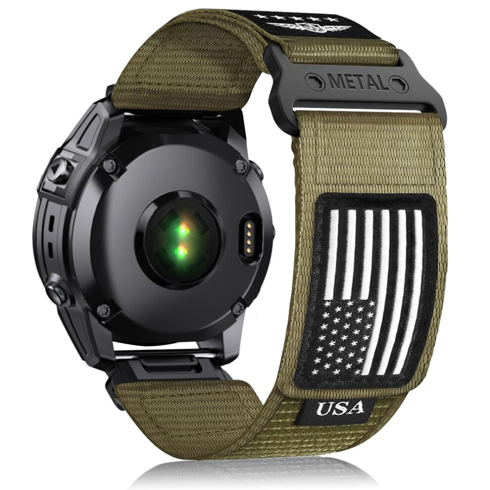 Nylon Watch Band Patriotic Flag Design 22Mm 26Mm For Garmin Fenix Quickfit 7X 6X 5X Enduro 9365369608344