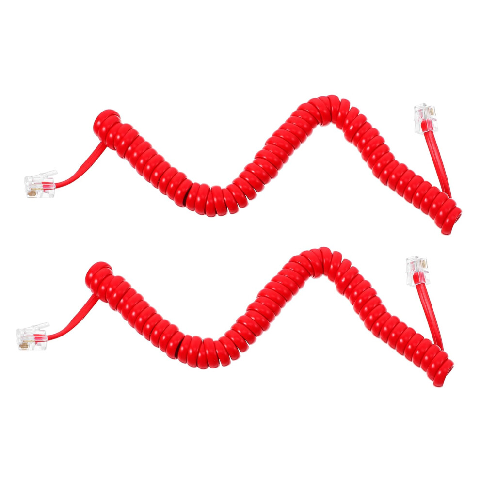 2Pcs Coiled Telephone Cord For Landline Phones Durable Tangleresistant Receiver Cable Red 9164114437617