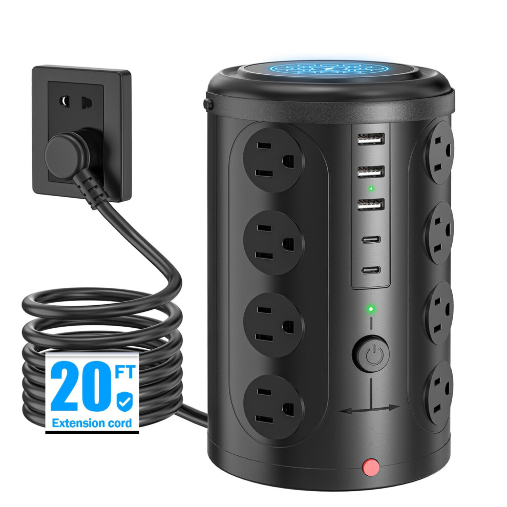 Power Strip Tower With 16 Outlets And 5 Usb Ports 20Ft Cord Surge Protector For Home Office 9164114438355