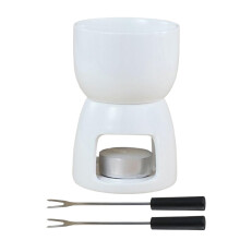 Fondue Set for Two with Ceramic Pot 150ml and Forks for Chocolate or Cheese Dining