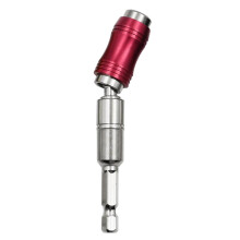 Magnetic Screwdriver Bit Holder with Pivoting Swivel Head and Quick Drill Change Silver Red