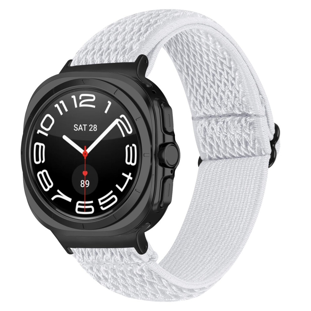Adjustable Breathable Braided Nylon Strap With Stainless Buckle For Samsung Galaxy Watch Ultra 47Mm White 9164114442468