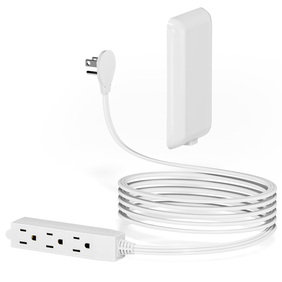 Flat Plug Extension Cord 6FT with 3 Outlets Slim Low Profile Power Strip Child Safety Cover White