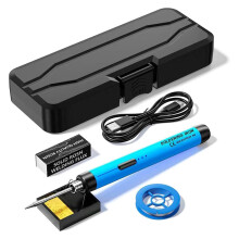 Portable USB Rechargeable Soldering Iron Set with 3 Heat Settings for Home and DIY Blue