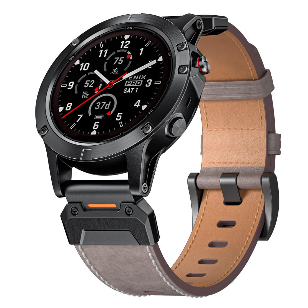 26Mm Italian Cowhide Leather Watch Band For Garmin Fenix 7X 6X 5X Epix Gen 2 Adjustable Fit 9365369613386