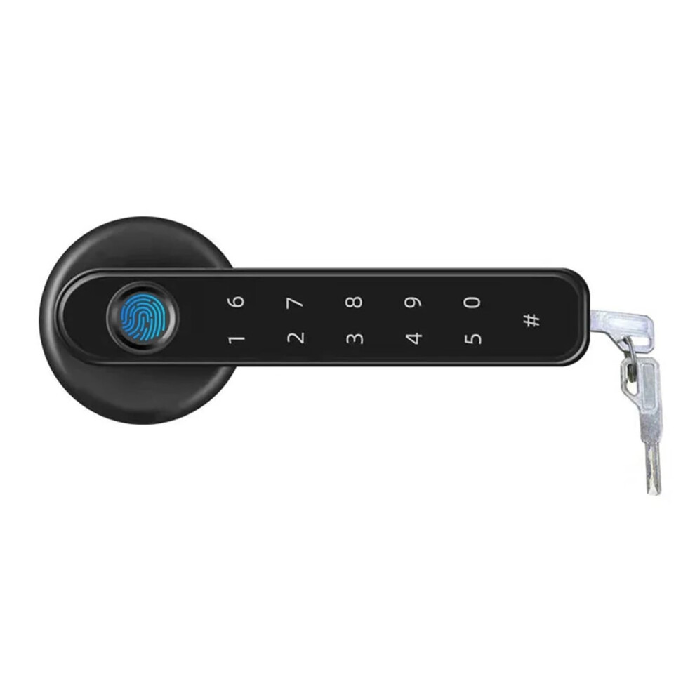 Smart Door Lock With Biometric Fingerprint Unlock, Password Access And Key Backup, Black 9164114443632