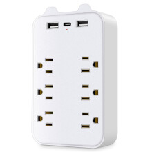 Surge Protector Power Strip 6 Outlet Extender with USB and USBC Charging, Triple Surge Protection