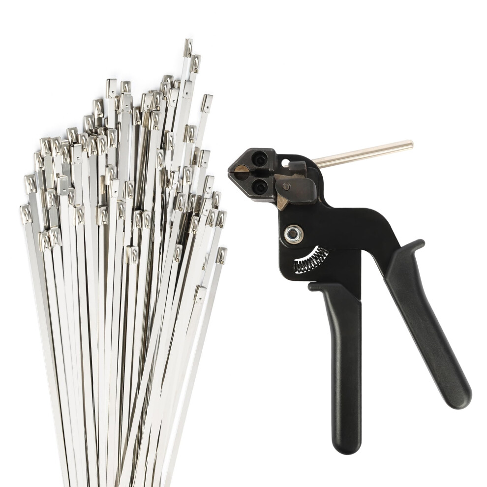 Stainless Steel Selflocking Cable Ties 12 Inch With Cutter, Corrosion Resistant Metal Zip Ties 9070919187308