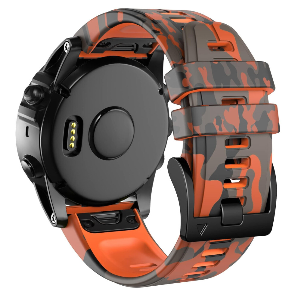 Camouflage 22Mm Durable Rubber Strap For Garmin Fenix 5 Plus/6 Pro Orange 9365369613638