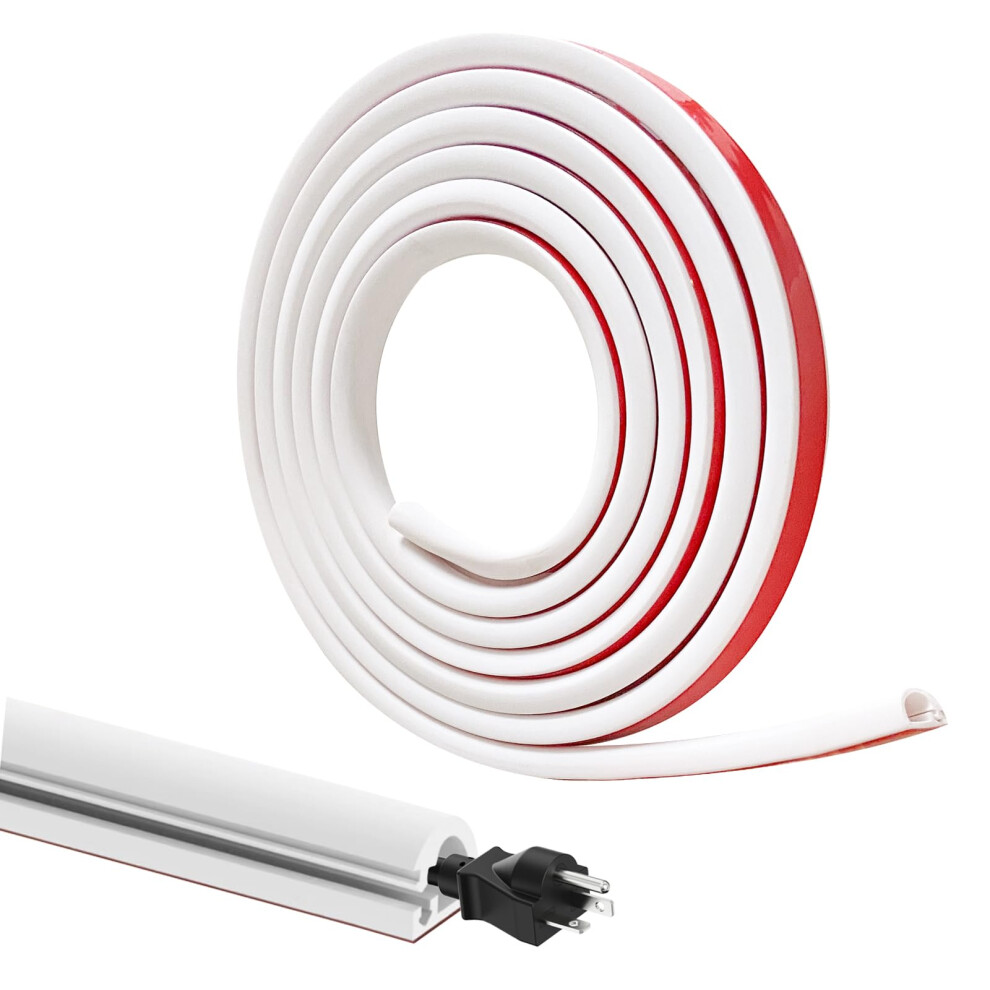 Selfadhesive Pvc Cable Management Raceway, Flexible Cable Trunking For Wall Mounted Tv, White 9164114443922