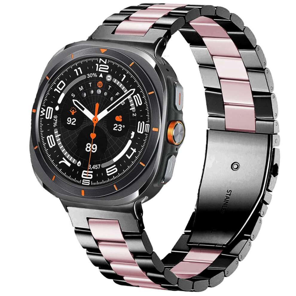 Nogap Stainless Steel Band With Double Folding Clasp Black Pink For Galaxy Watch Ultra 47Mm Pink,Black 9365369613720