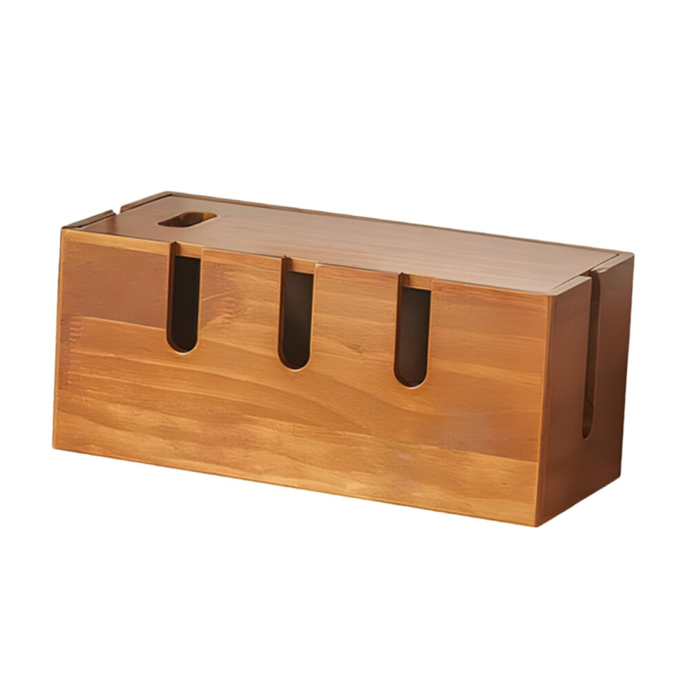 Wooden Cable Management Box Cord Organizer For Desk Power Strips Chargers Clutter Storage 9365369614512