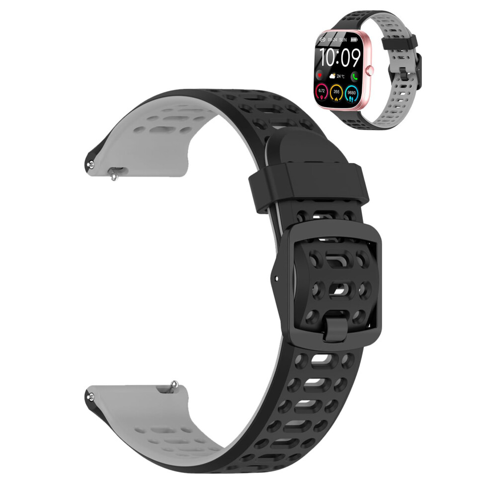 Replacement Band For Uaue T60 Smartwatch Soft Silicone Sport Strap 1.91 Inch Quick Release Black Grey Black,Grey 9164114445100