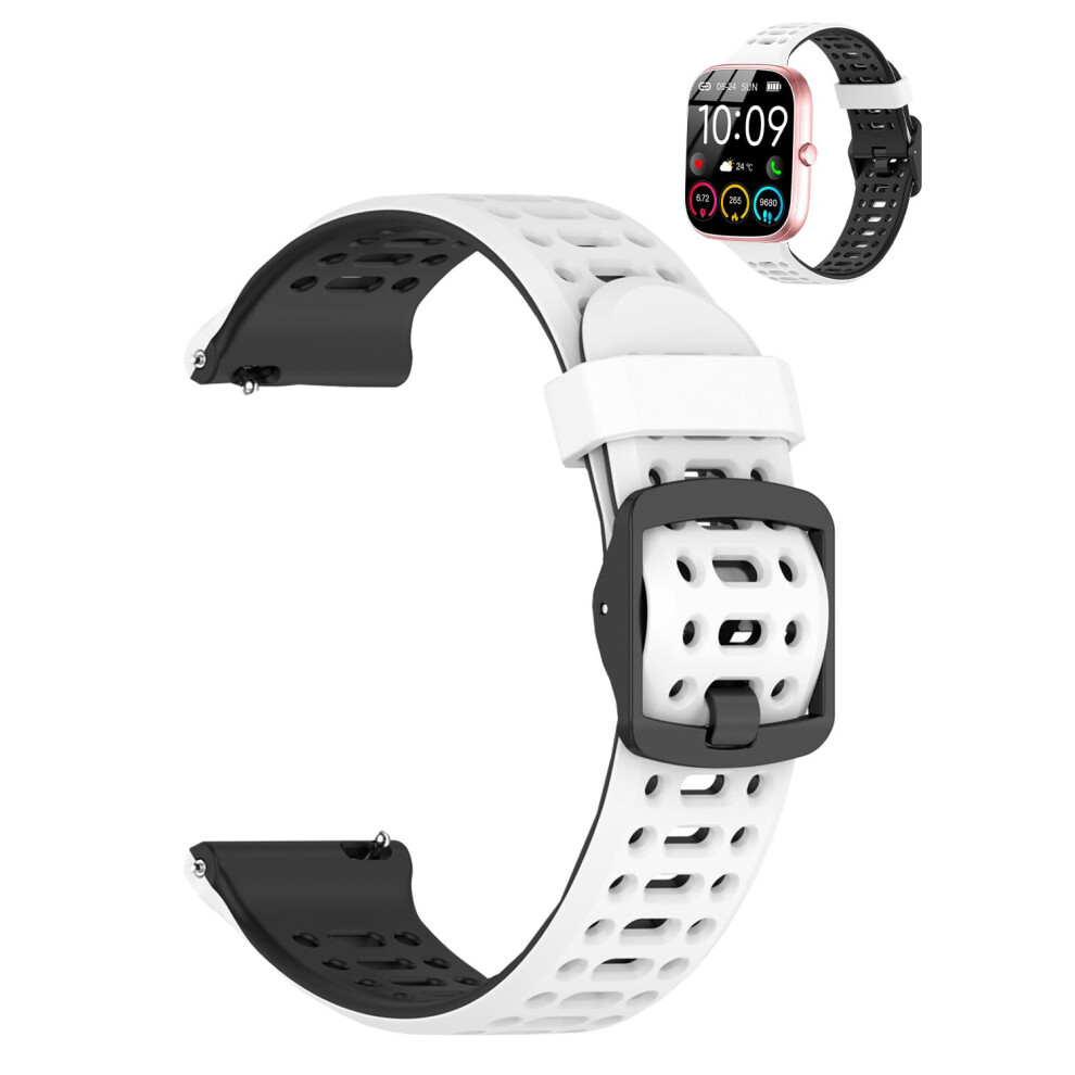 Smartwatch Band For T60 1.91 Inch, Quick Release Breathable Silicone Sport Strap Black White White,Black 9164114445391