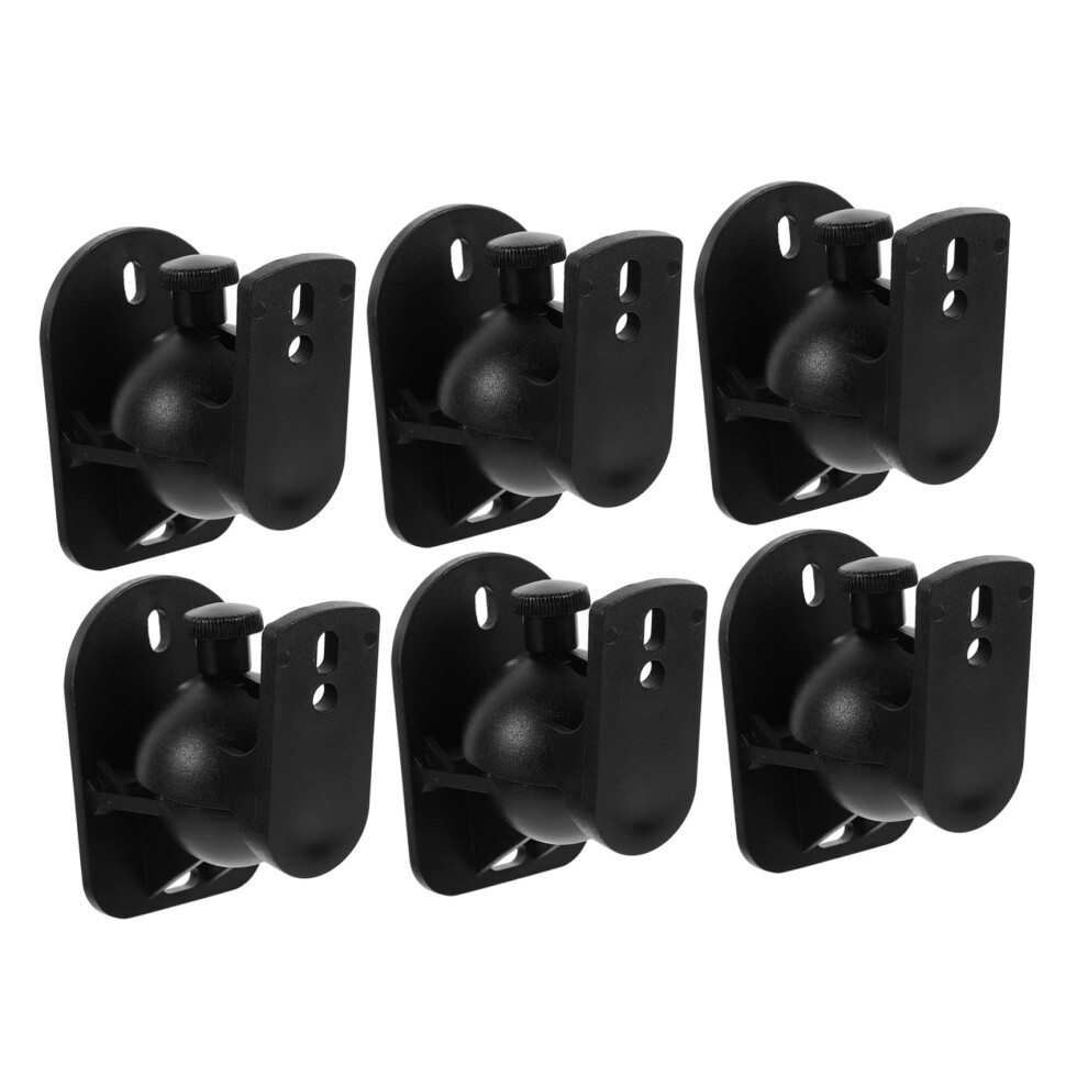 6ÂPiece Adjustable Speaker Wall Mount With Swivel Tilt For Surround Sound Home Theater Black 9365369614956