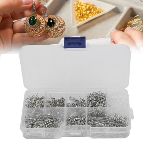 Jewelry Making Accessory Kit Alloy Ear Hooks, Clips, Chains, Rings