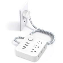 10in1 Surge Protector Power Strip with 6 Outlets, USB C Fast Charging, 5FT Flat Plug Cord