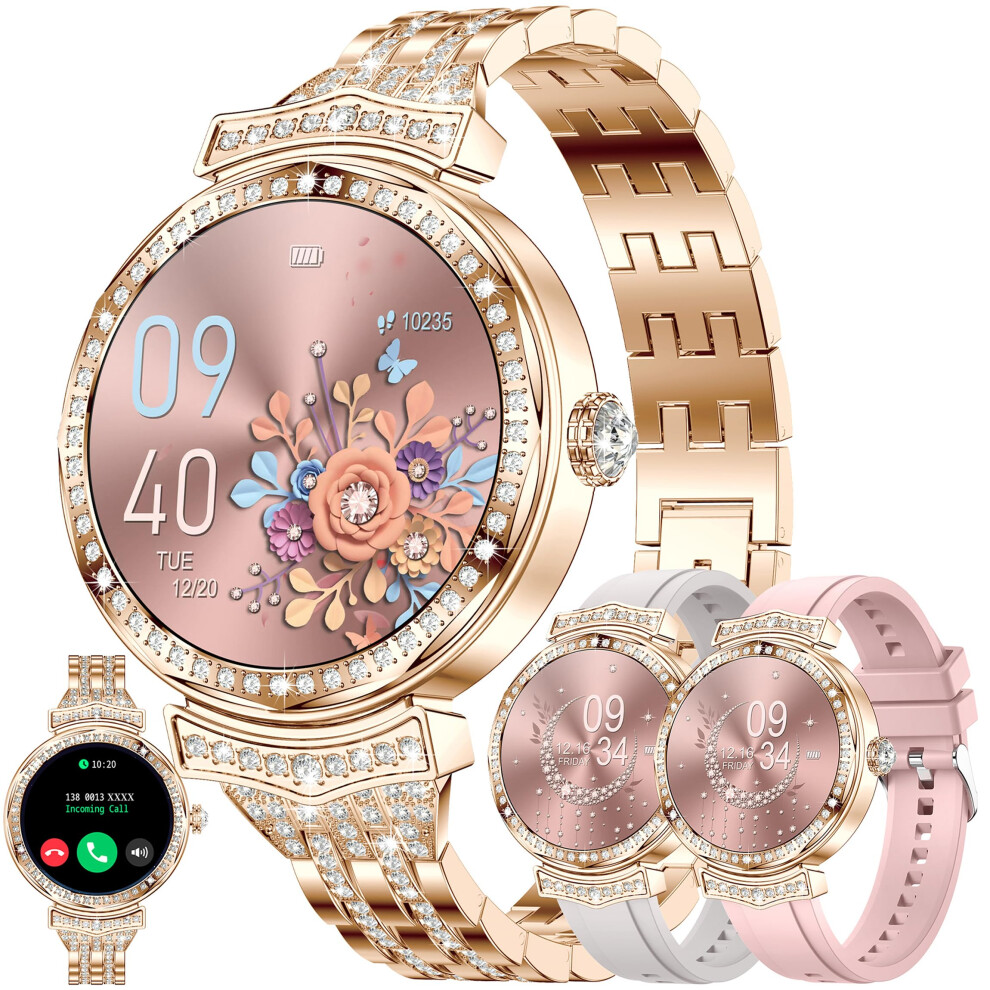 Smart Watch For Women With Amoled Display, Call Notifications, Heart And Spo2 Monitor, 3Atm Gold 9365369616165