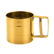Stainless Steel Handheld Flour Sifter with Fine Mesh and Hand Crank for Baking and Powdered Sugar, Golden
