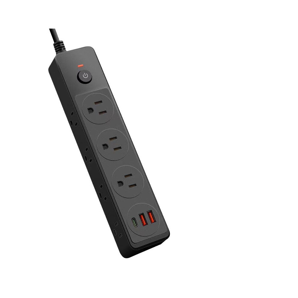 6 Outlet Surge Protector Power Strip With Usb Ports, 900J Heavy Duty, 15A Circuit Breaker, Black 9365369616639