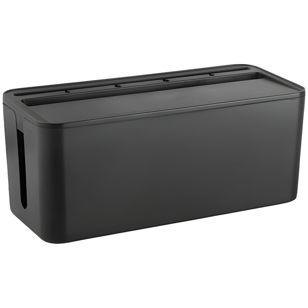 Large Cable Management Box With Bamboo Lid And Usb Port For Power Strip And Cord Organizer 9164114450135