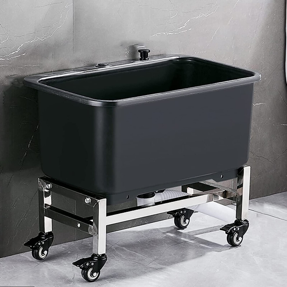 Mop Sink With Deep Basin And Wheels, Freestanding Utility Laundry Tub For Garage, Backyard, Commercial Use 60X40x50.5cm 9164114447975