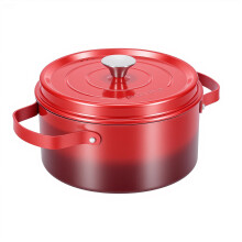 5 Quart Red Enameled Cast Iron Dutch Oven with Lid, Easy Grip Handles for Stews and Roasting