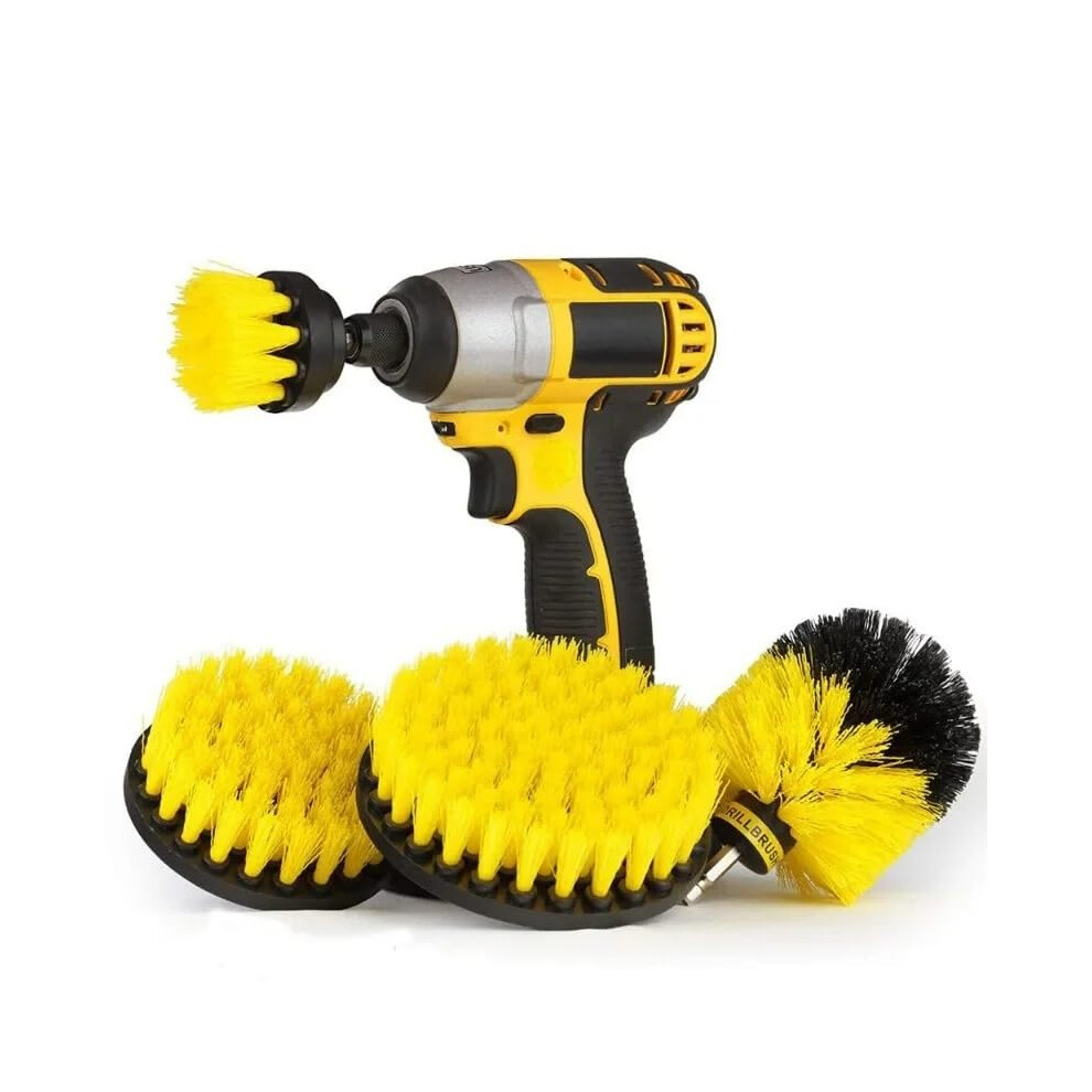 Drill Brush Cleaning Kit With Heavyduty Nylon Bristles, 3 Sizes For Carpet, Tile, Car, Glass 9164114448217