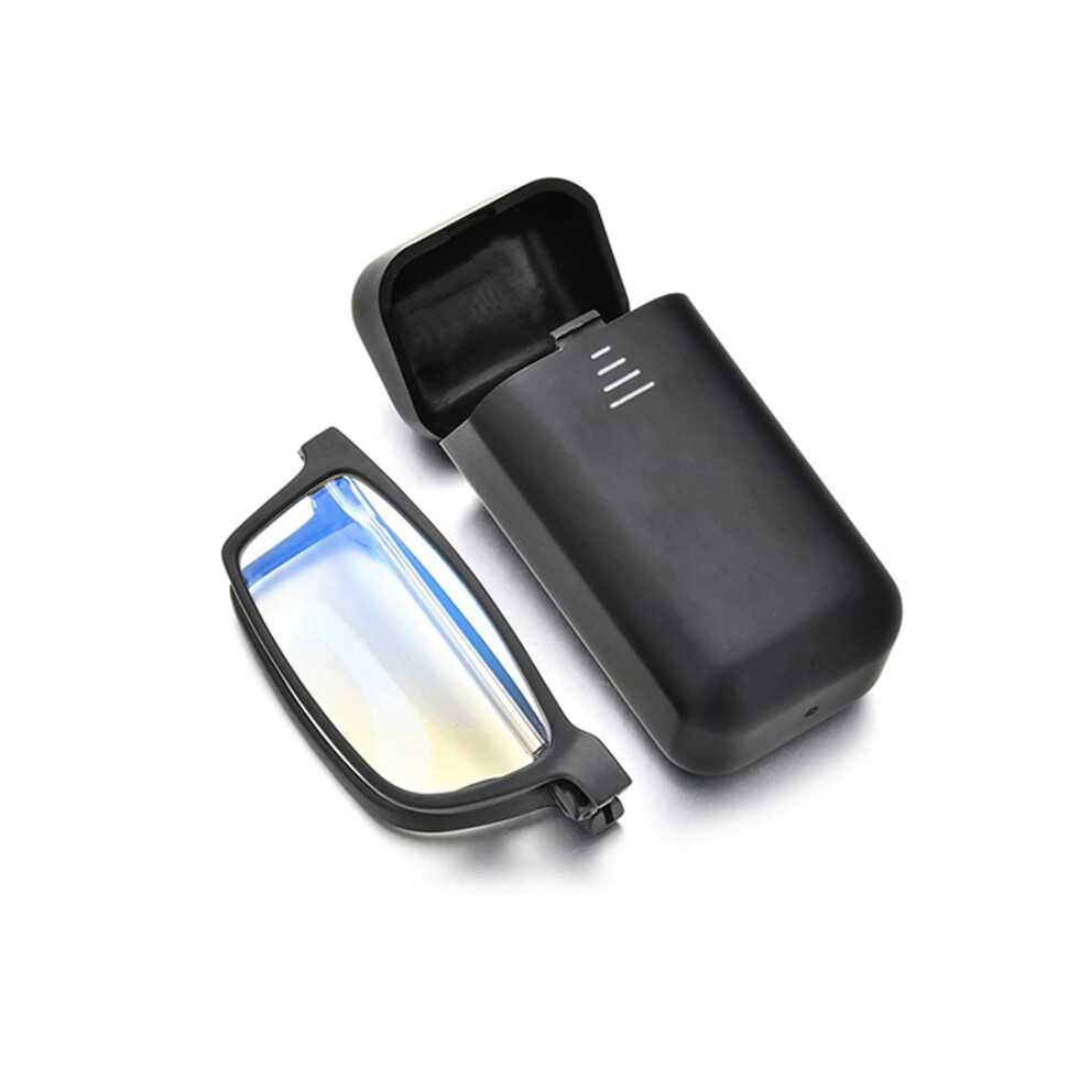 Blue/Light Folding Reading Glasses 2.5X Blocking With Compact Case For Men And Women Travel