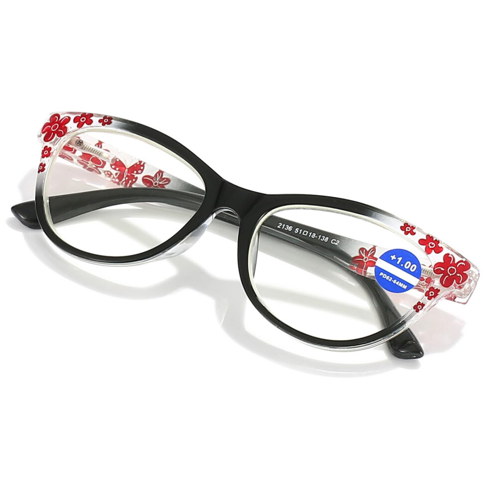 Blue/Light/Black Cat Eye Reading Glasses For Women 1.5X Blocking Stylish Frame Readers