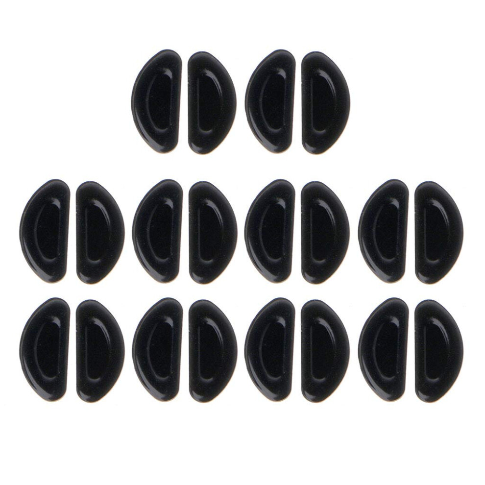 Black 10 Pairs Self Adhesive Antislip Silicone Eyeglass Nose Pads Dshape Cushion For Glasses
