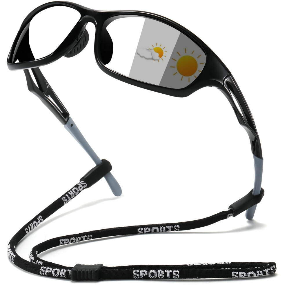Black 1.5X Photochromic Magnifying Reading Glasses Uv400 Full Lens Sunglasses For Outdoor Use
