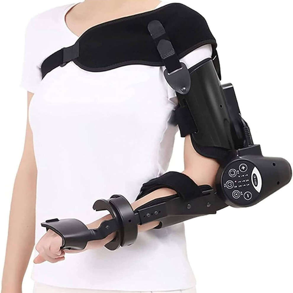 Electric Elbow Brace for Stroke Recovery, Left Arm Rehabilitation Device with Adjustable Straps and Padding