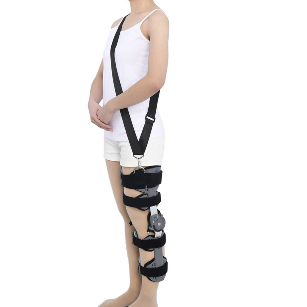 Black Adjustable Hinged Knee Brace With Angle Lock For Injury Recovery And Postoperative Rehabilitation