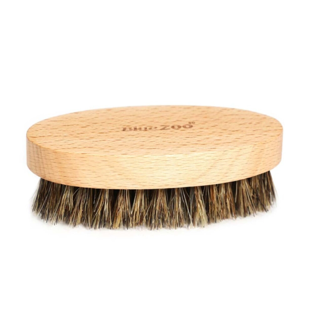 Oval Boar Bristle Beard Brush for Men with Beech Wood Handle for Smooth Beard and Healthy Growth
