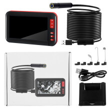 HD digitale slangcamera-endoscoop met verlichting, industriële endoscoop, waterdichte rioolinspectiecamera met groot IPS HD-scherm en semi-rigide