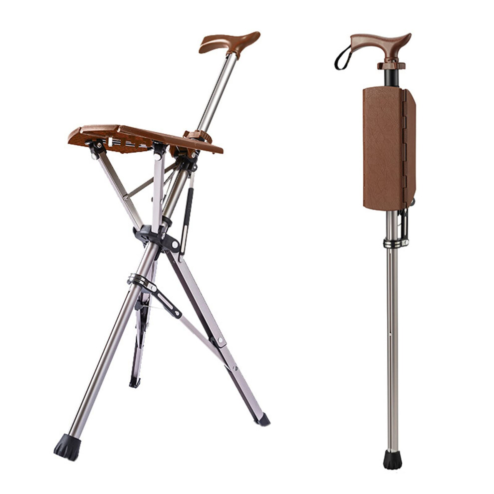Folding Cane Seat 400 lbs Capacity, Adjustable Height Walking Stick with Chair for Elderly