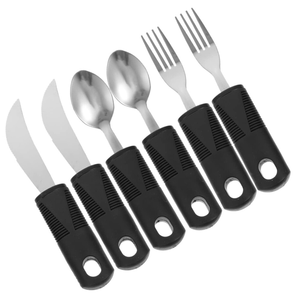 Adaptive Utensils 6pcs AntiShake NonSlip Cutlery Set for Elderly Easy Clean Durable Use
