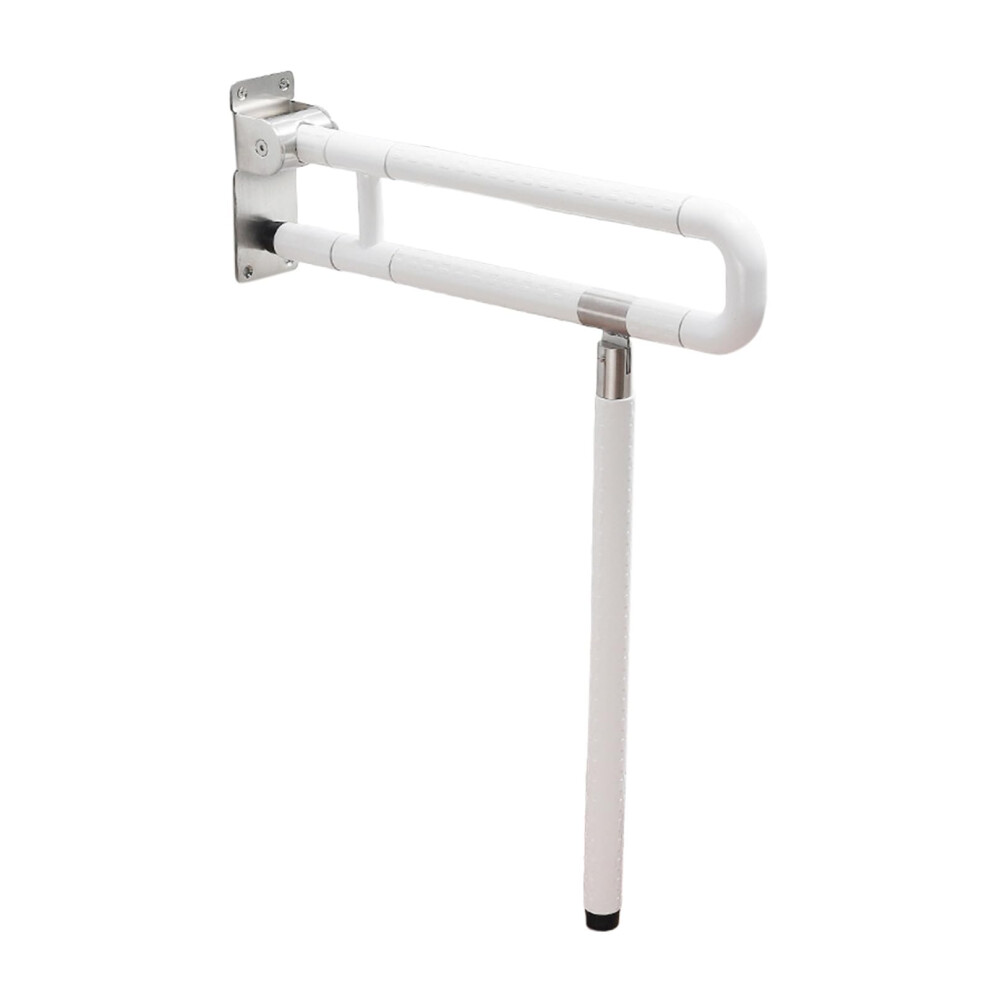 White 24.4 Inch Folding Toilet Safety Rail With Legs, Flipup Bathroom Grab Bars For Elderly